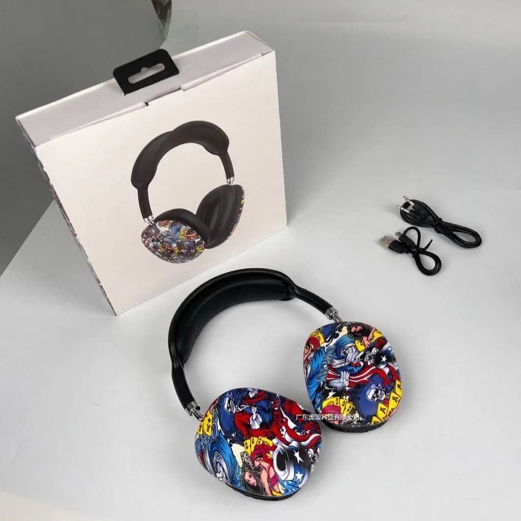 Auriculares Bluetooth Circumaurales Graffiti con Radio FM y Ranura para Tarjeta TF