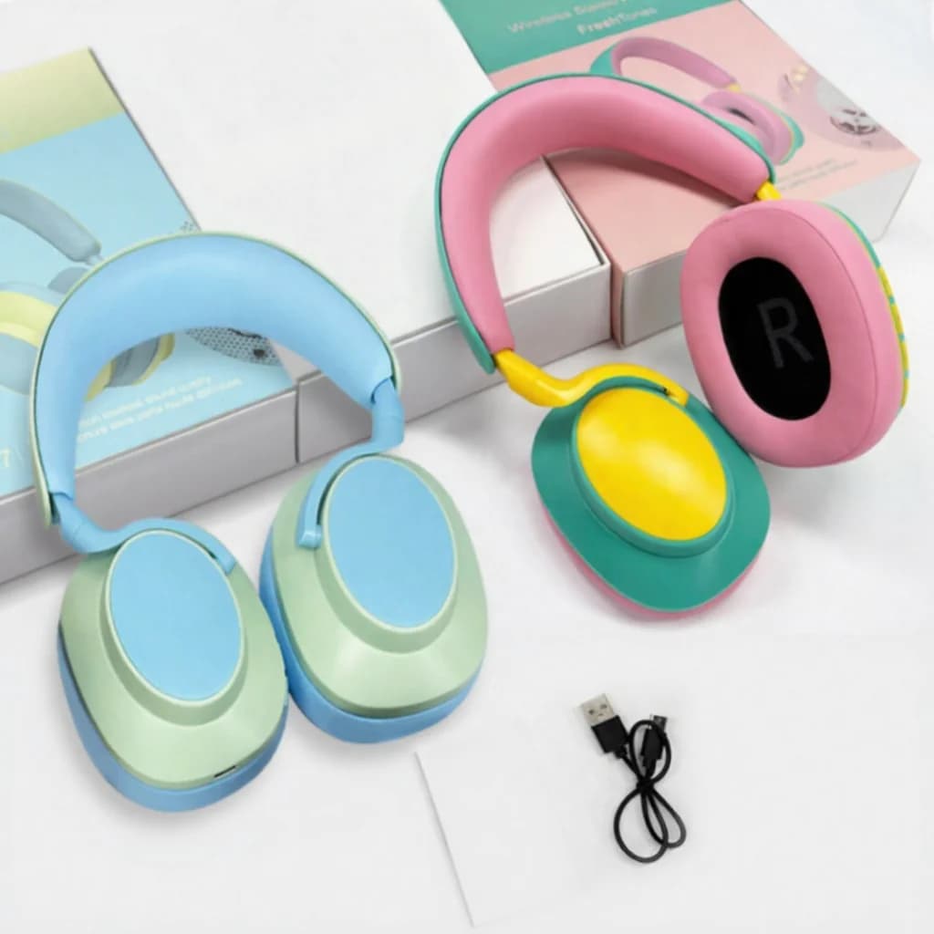 Auriculares Bluetooth inalámbricos circumaurales con micrófono, radio FM y Type-C