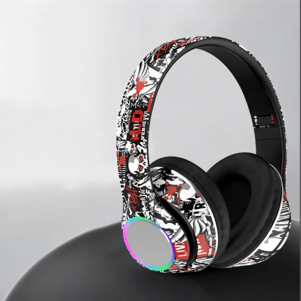 Auriculares Bluetooth de Diadema Graffiti con Luces LED y Bajos Profundos