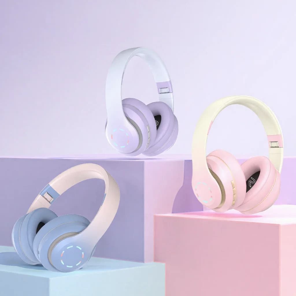 Auriculares inalámbricos supraaurales con luces LED y radio FM