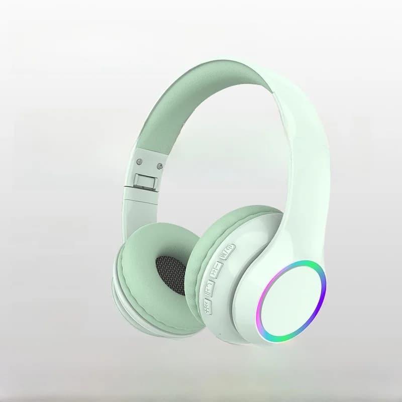 Auriculares Bluetooth inalámbricos supraaurales con luces LED y micrófono