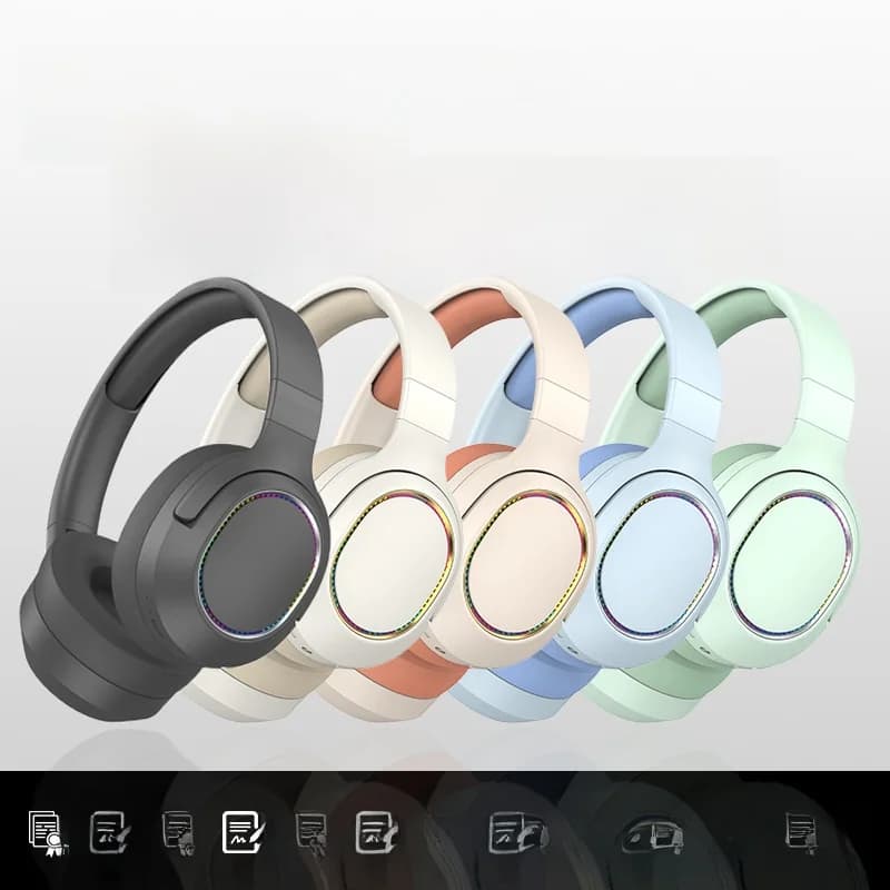 Auriculares Bluetooth supraaurales inalámbricos con luces LED y radio FM