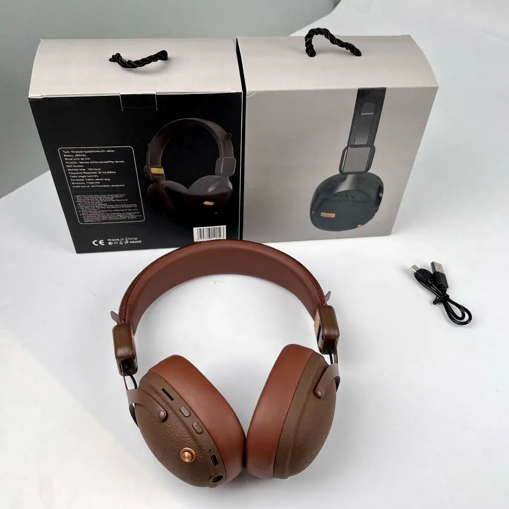 Auriculares Retro Inalámbricos con Bluetooth 5.4 y Larga Duración de Batería