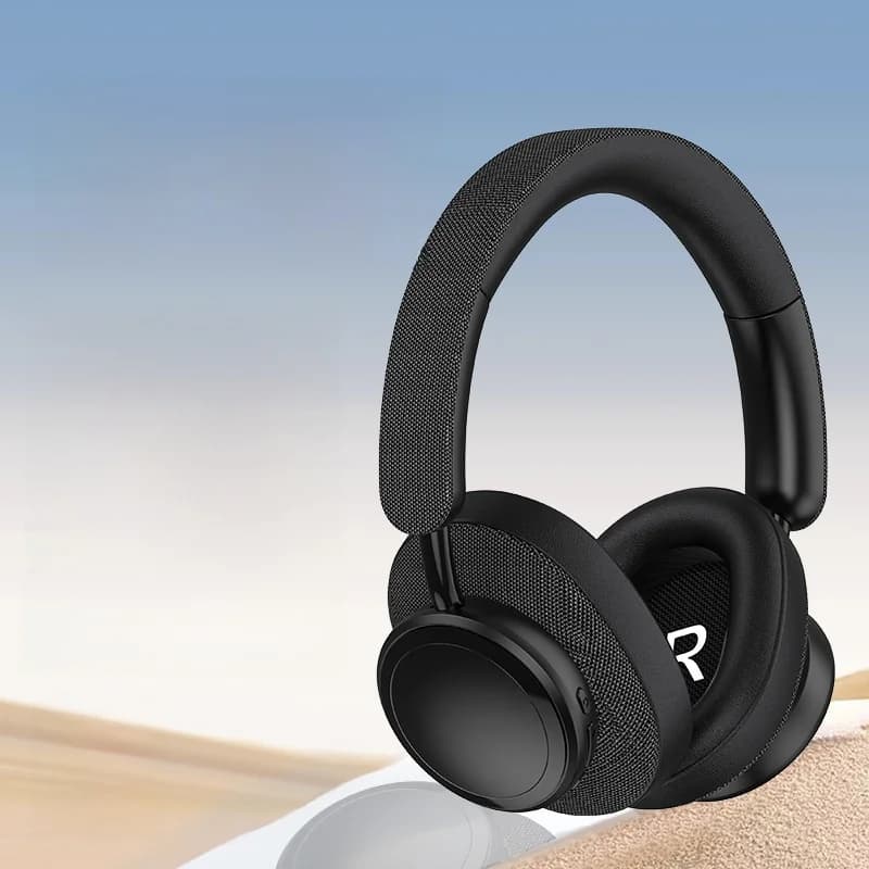 Auriculares Bluetooth circumaurales inalámbricos con acabado en tela y larga duración de batería