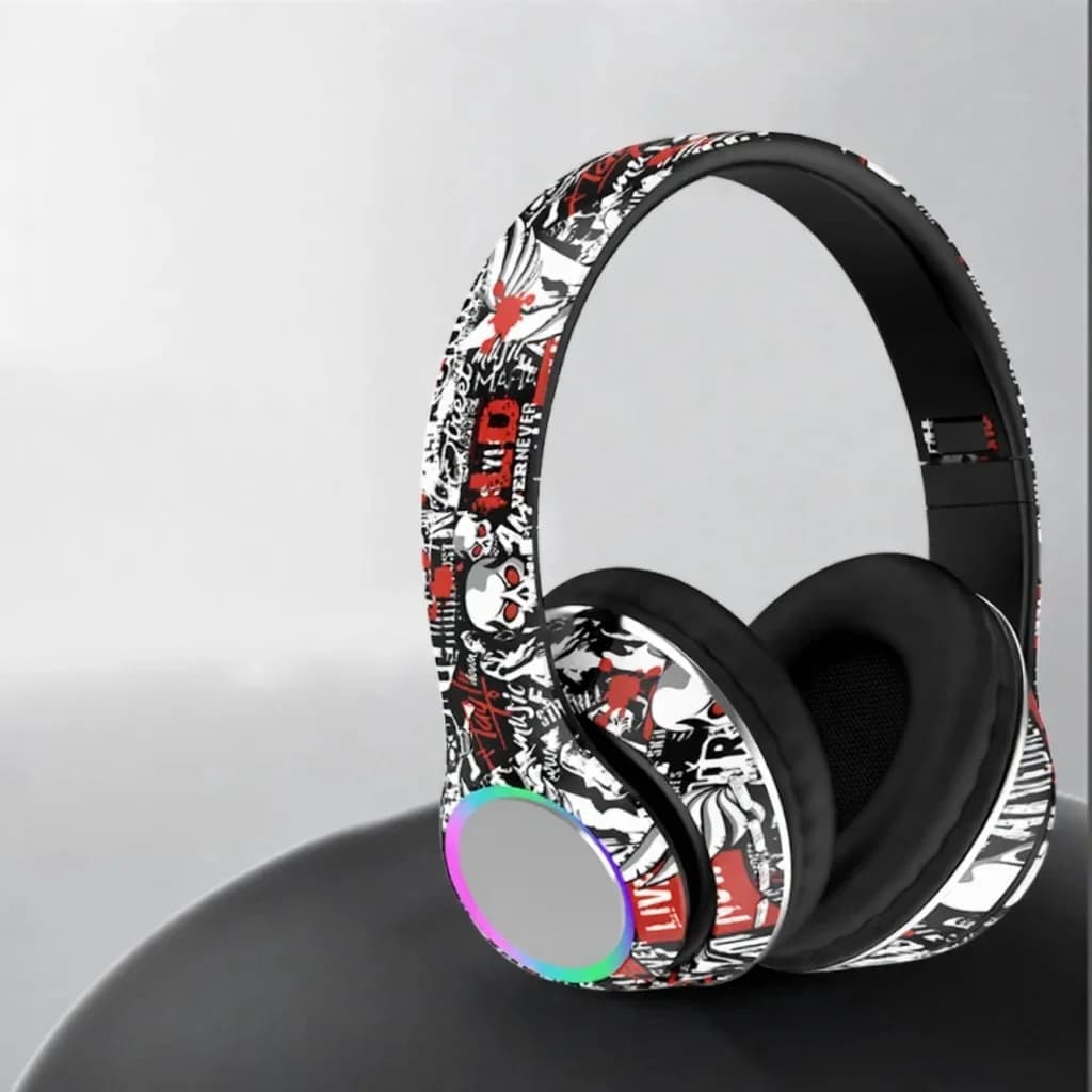 Auriculares Bluetooth de Diadema Graffiti con Luces LED y Bajos Profundos