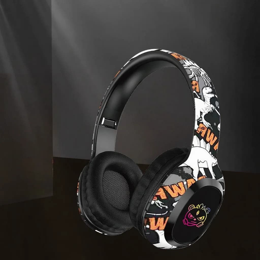 Auriculares Bluetooth supraaurales con radio FM y luces LED