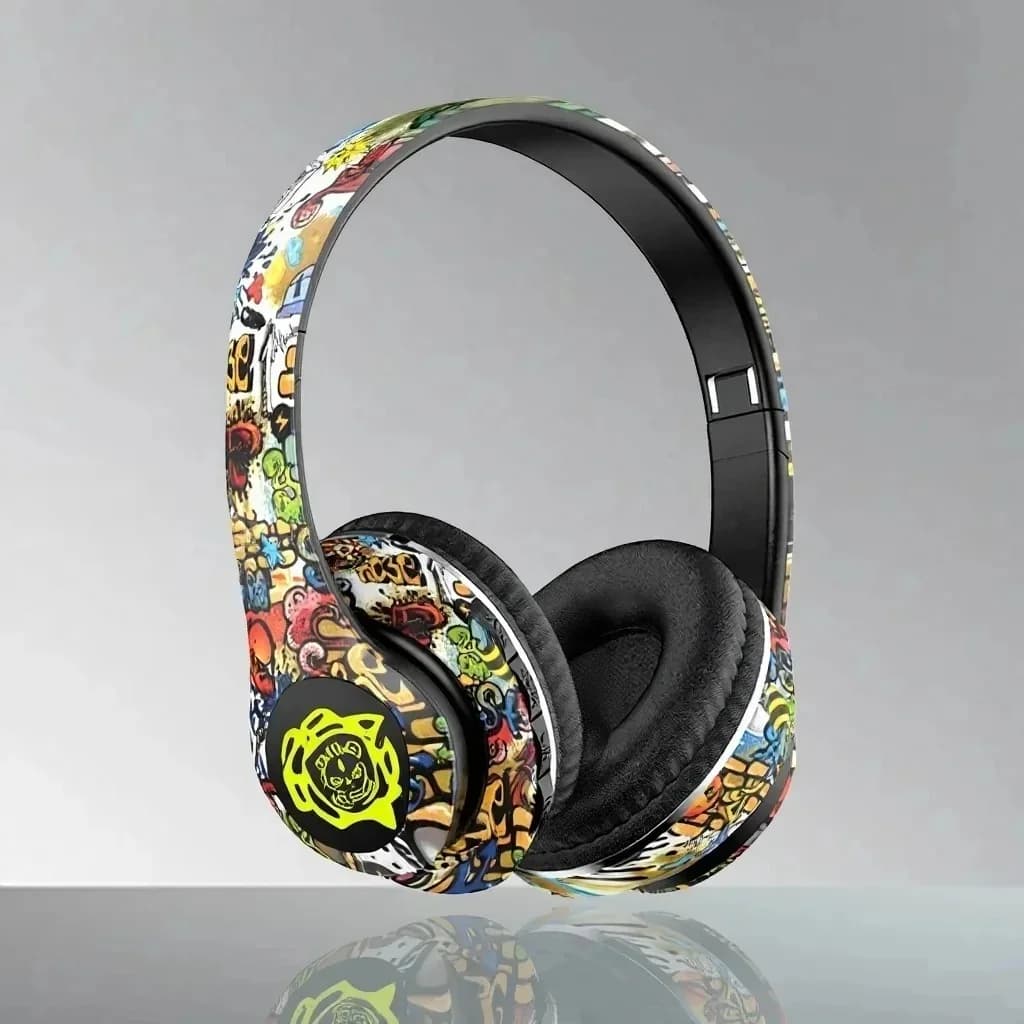 Auriculares Bluetooth Inalámbricos de Diadema Plegables con Diseño Graffiti