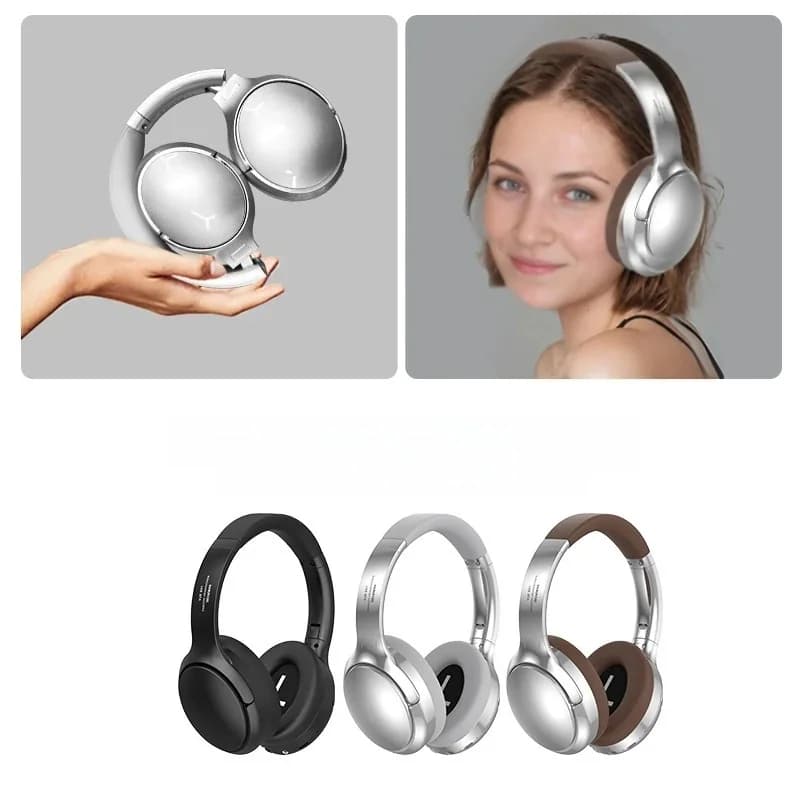 Auriculares Bluetooth supraaurales retro con radio FM y modo por cable