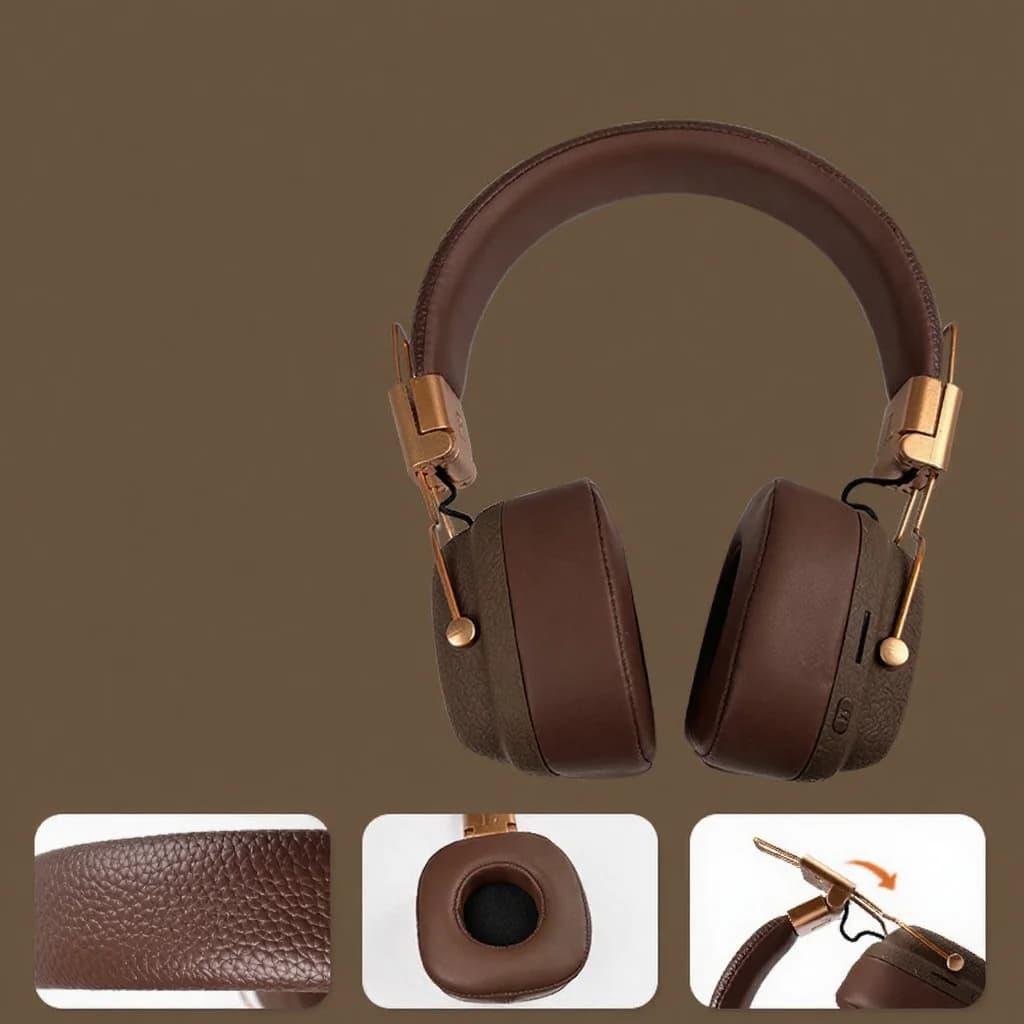 Auriculares Bluetooth retro supraaurales con modos EQ y diseño plegable