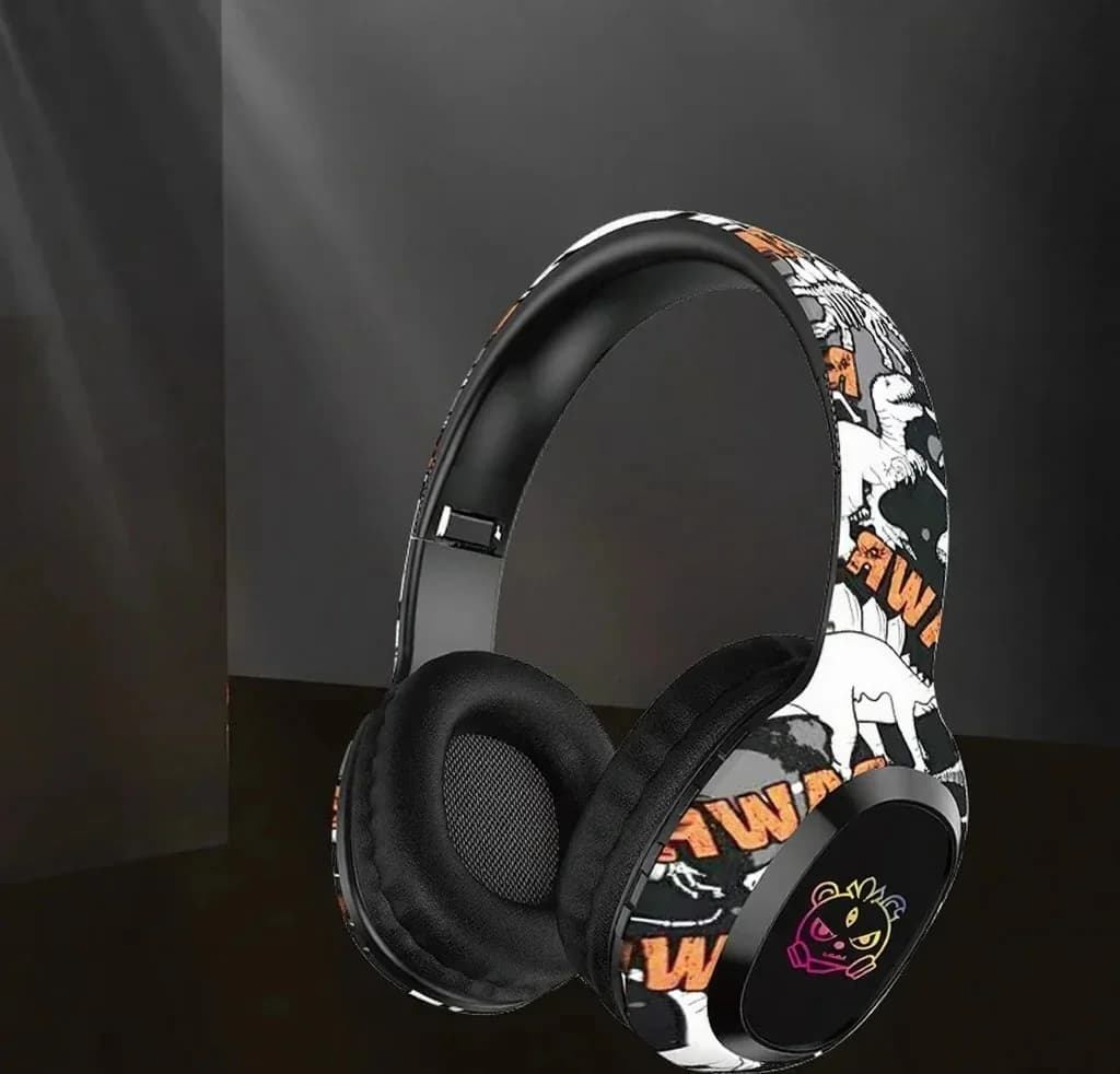 Auriculares Bluetooth supraaurales con radio FM y luces LED