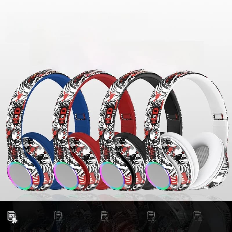 Auriculares circumaurales inalámbricos con radio FM, ranura para tarjeta TF y diseño plegable