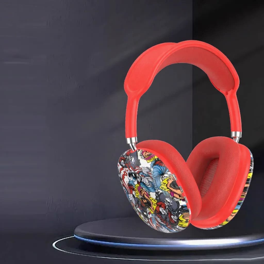 Auriculares inalámbricos circumaurales con diseño graffiti, radio FM y ranura para tarjeta TF