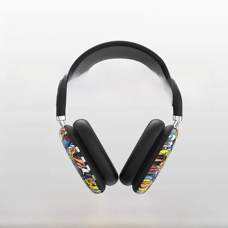 Auriculares inalámbricos supraaurales estilo graffiti con tarjeta TF y AUX