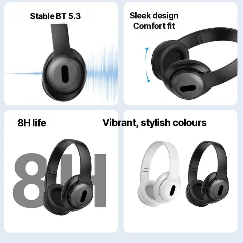 Auriculares inalámbricos supraaurales Bluetooth con radio FM y ranura para tarjeta TF