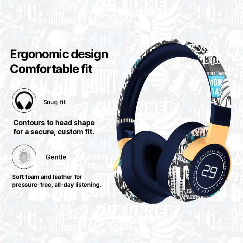 Auriculares inalámbricos Bluetooth circumaurales con radio FM y graves profundos