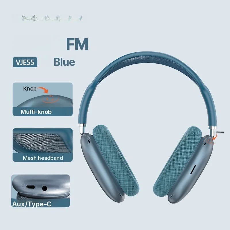 Auriculares Circumaurales Bluetooth 5.4 con Perilla Giratoria y Radio FM