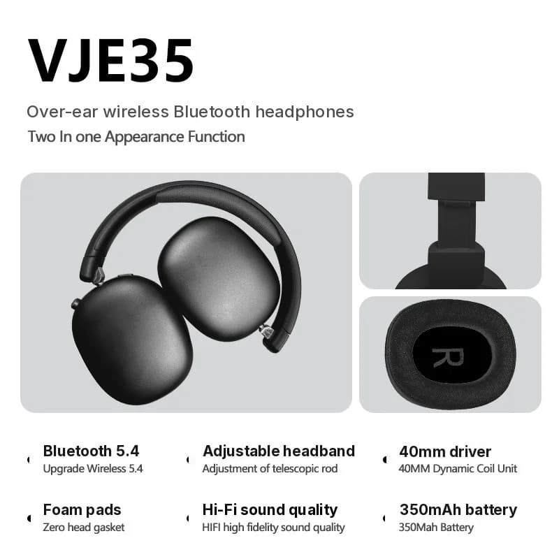 Auriculares Inalámbricos Bluetooth de Diadema con Radio FM y Ranura para Tarjeta TF