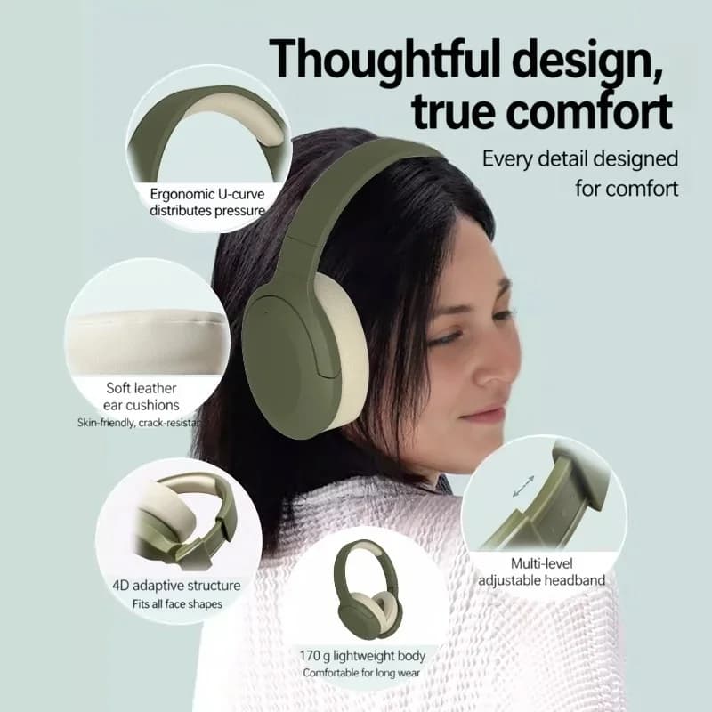 Auriculares inalámbricos Bluetooth supraaurales con radio FM y larga duración de batería