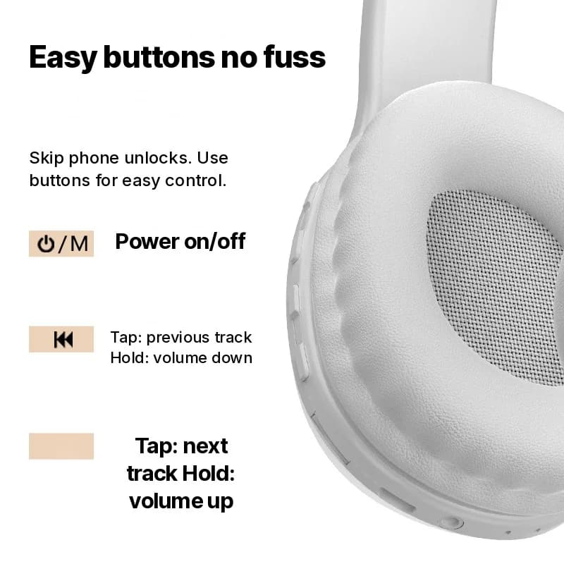 Auriculares Bluetooth supraaurales con ranura para tarjeta TF y entrada AUX