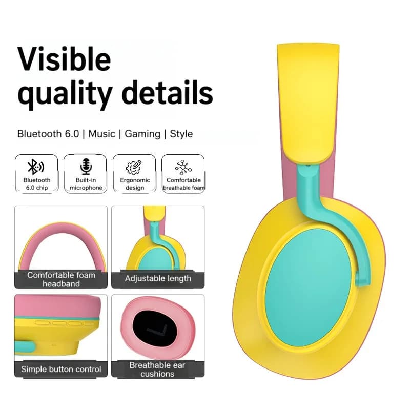 Auriculares Inalámbricos Supraaurales con Radio FM y Larga Duración de Batería