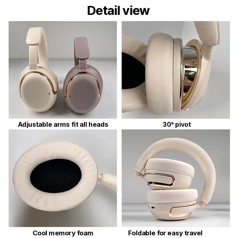 Auriculares inalámbricos supraaurales con cancelación activa de ruido y micrófono