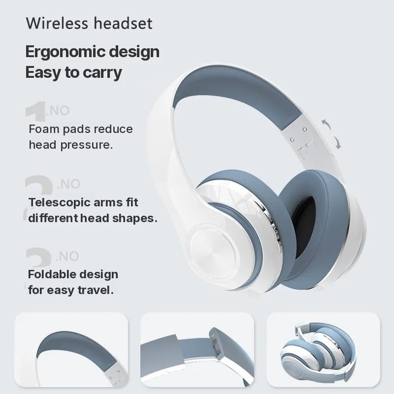 Auriculares Inalámbricos Diadema con Radio FM y Ranura para Tarjeta TF