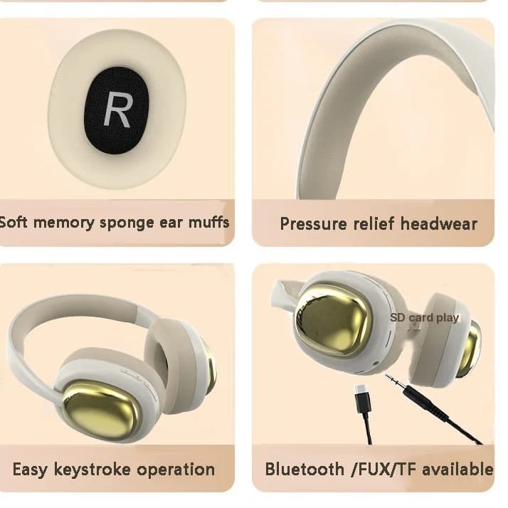 Auriculares inalámbricos supraaurales con Bluetooth 5.3 y larga duración de batería