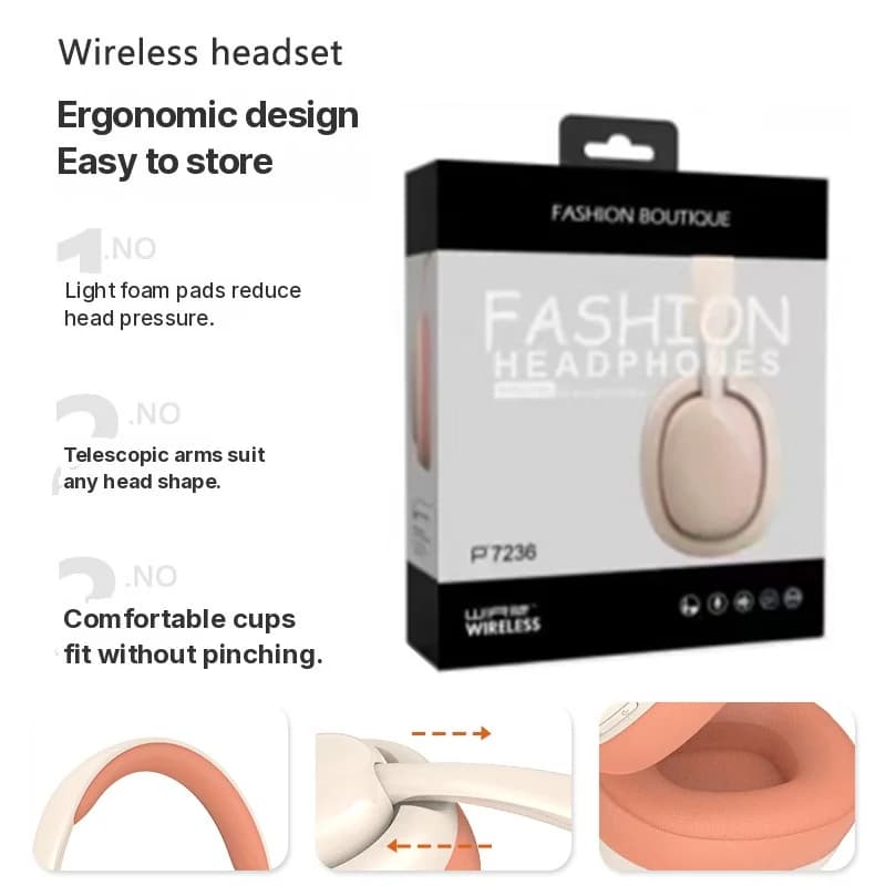 Auriculares Bluetooth inalámbricos supraaurales con radio FM y ranura para tarjeta TF