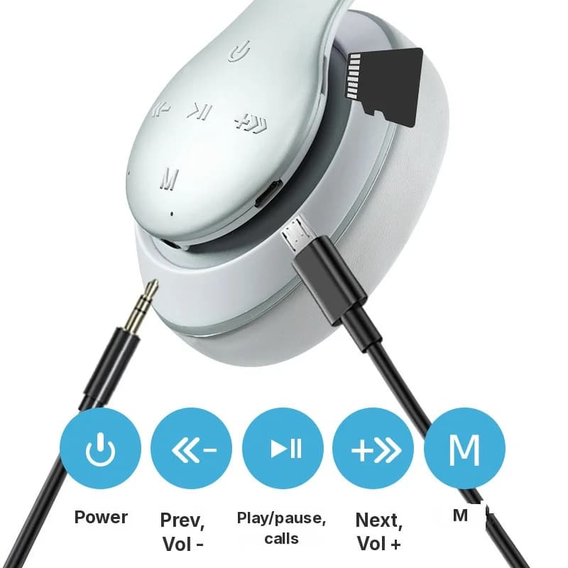 Auriculares Inalámbricos Bluetooth de Diadema con Larga Autonomía