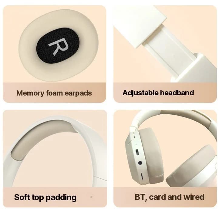Auriculares Bluetooth Supraaurales con Graves, AUX y Tarjeta TF