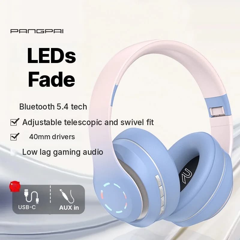 Auriculares inalámbricos supraaurales con luces LED y radio FM
