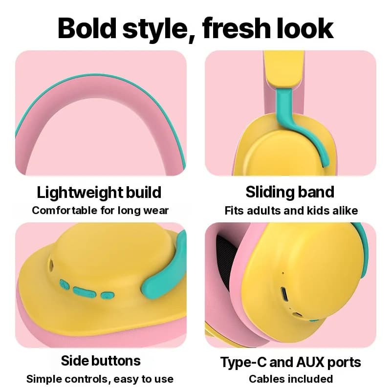Auriculares inalámbricos Bluetooth de diadema con radio FM y AUX - Estilo 2