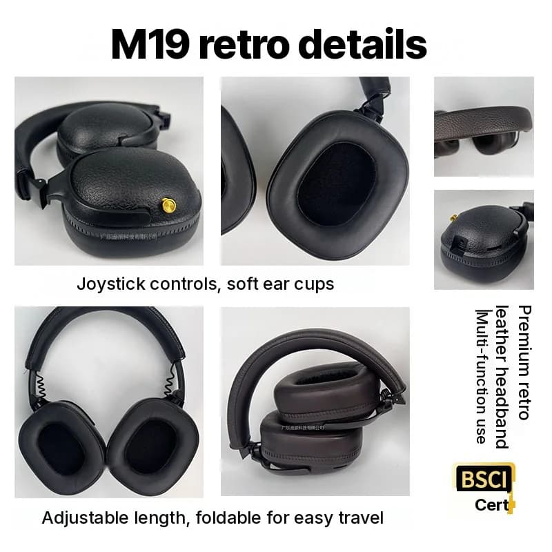Auriculares Bluetooth retro supraaurales inalámbricos estéreo con micrófono