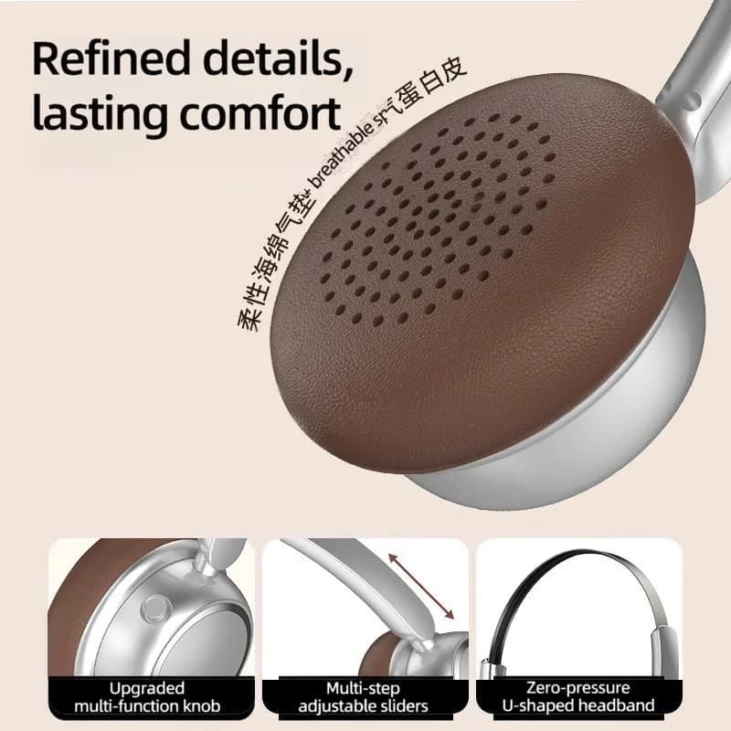 Auriculares inalámbricos Bluetooth retro con diadema de metal y larga duración de batería