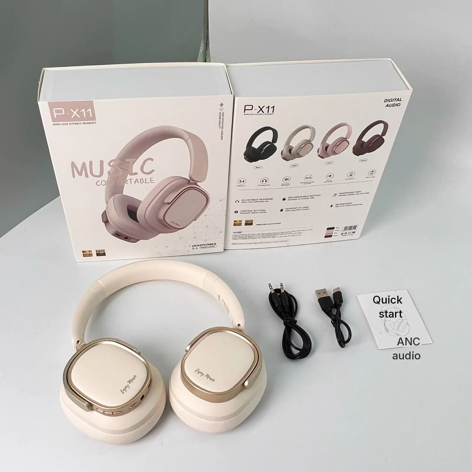 Auriculares Inalámbricos Retro con Cancelación de Ruido Activa