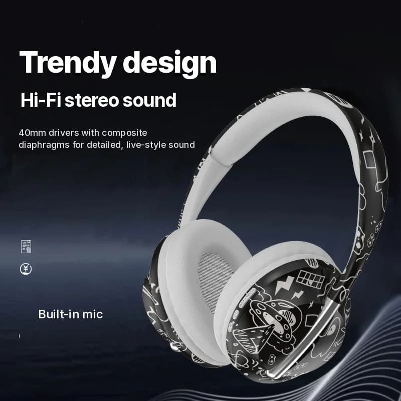 Auriculares Bluetooth supraaurales con ranura para tarjeta TF y conectividad inalámbrica