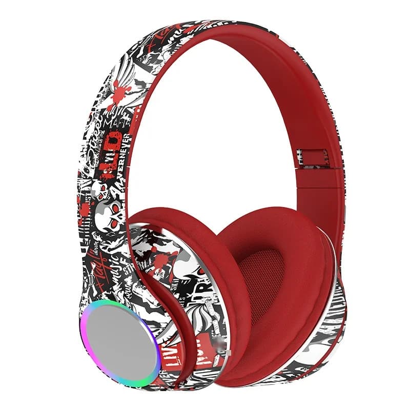 Auriculares circumaurales inalámbricos con radio FM, ranura para tarjeta TF y diseño plegable