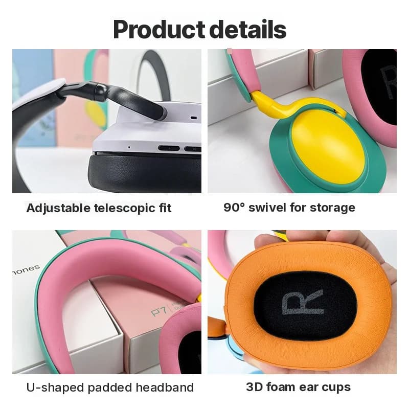 Auriculares Bluetooth inalámbricos circumaurales con micrófono, radio FM y Type-C