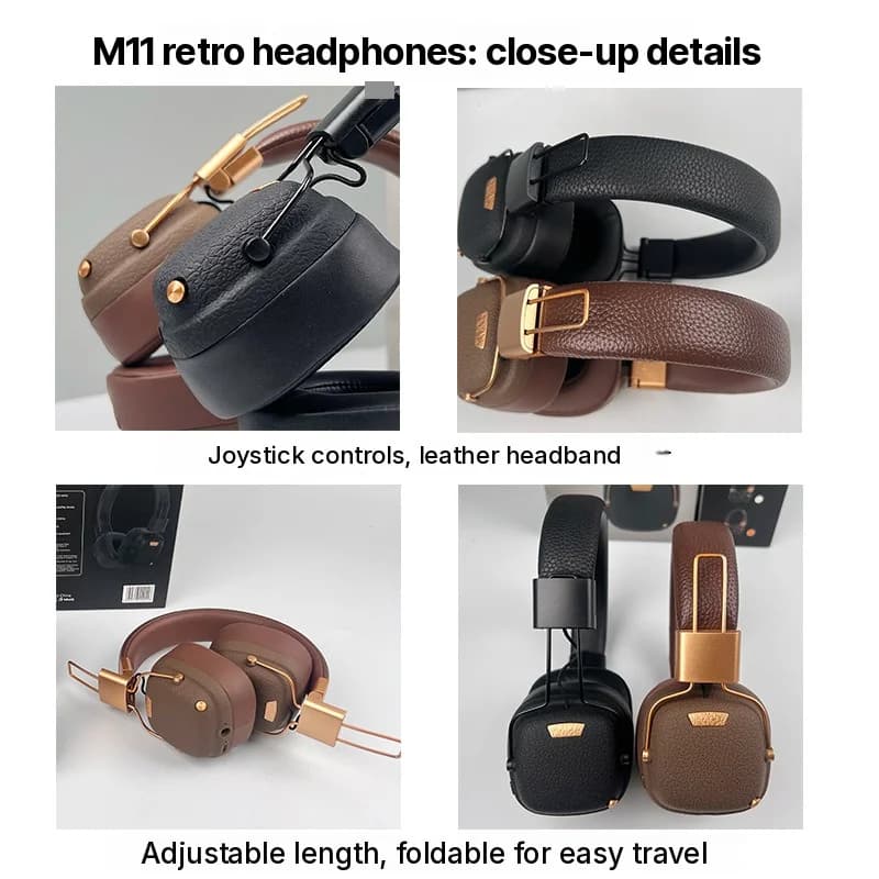 Auriculares Bluetooth inalámbricos supraaurales retro con modos de sonido EQ
