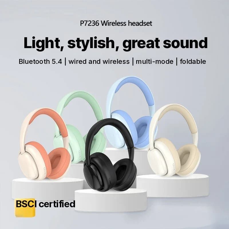 Auriculares Bluetooth inalámbricos supraaurales con radio FM y ranura para tarjeta TF