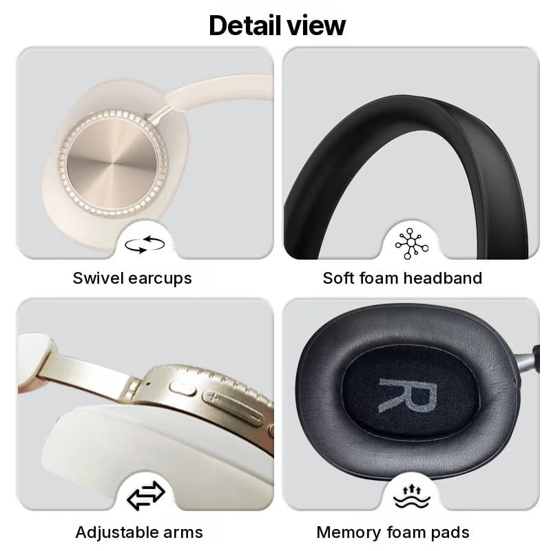 Auriculares Inalámbricos Bluetooth Circumaurales con Cancelación de Ruido y Estuche