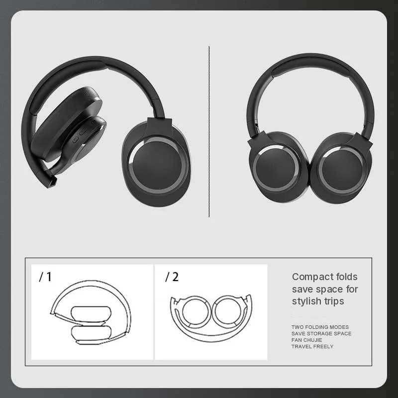 Auriculares Bluetooth inalámbricos supraaurales con radio FM y ranura para tarjeta TF