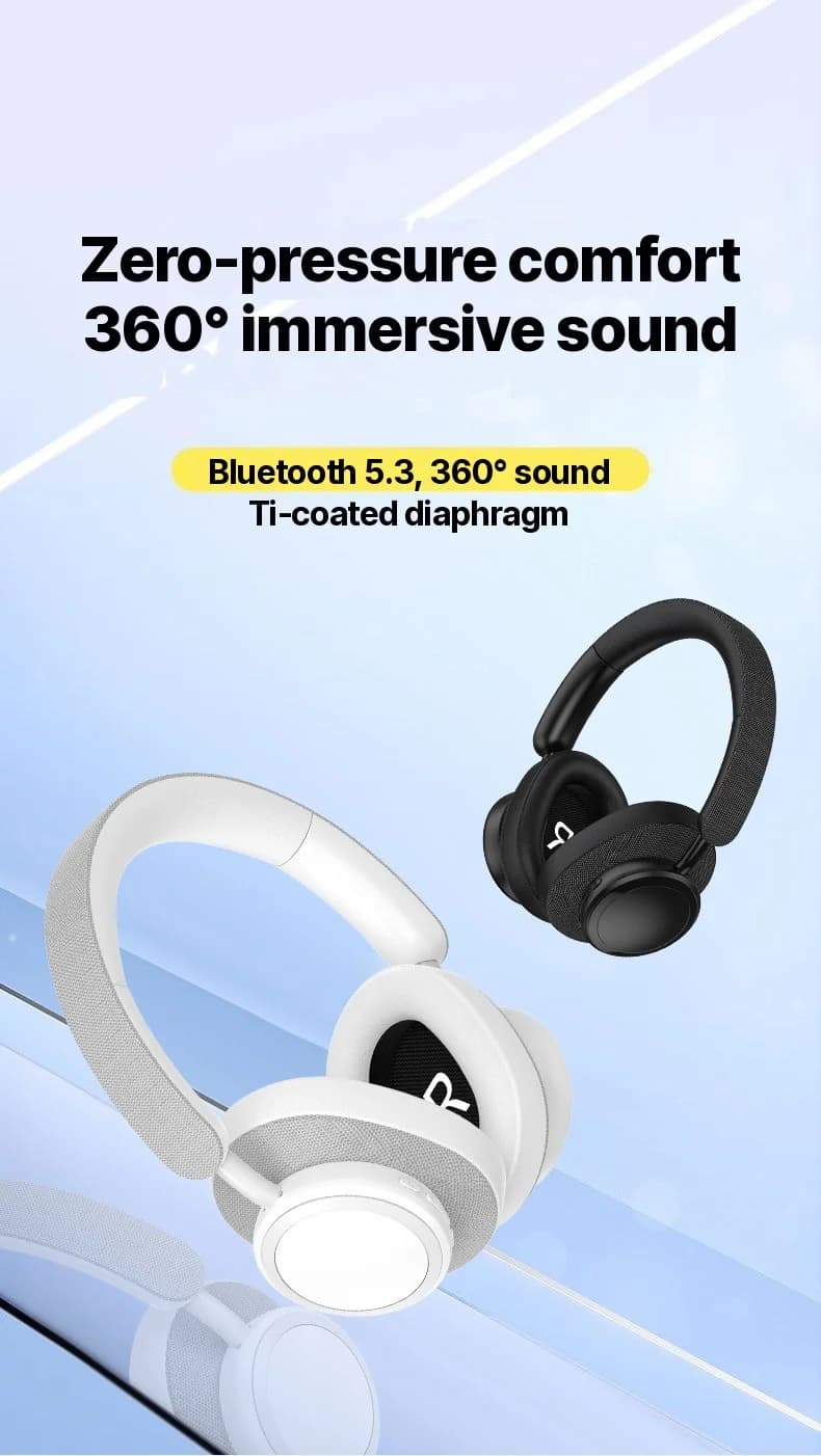 Auriculares Bluetooth circumaurales inalámbricos con acabado en tela y larga duración de batería