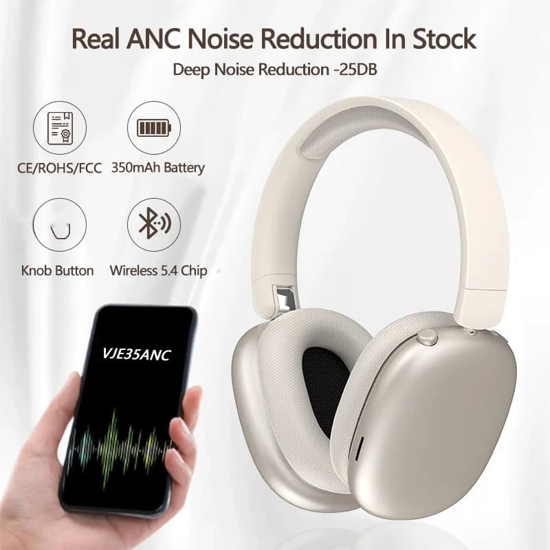 Auriculares Bluetooth inalámbricos con cancelación activa de ruido y micrófono