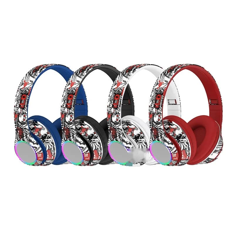 Auriculares Bluetooth de Diadema Graffiti con Luces LED y Bajos Profundos
