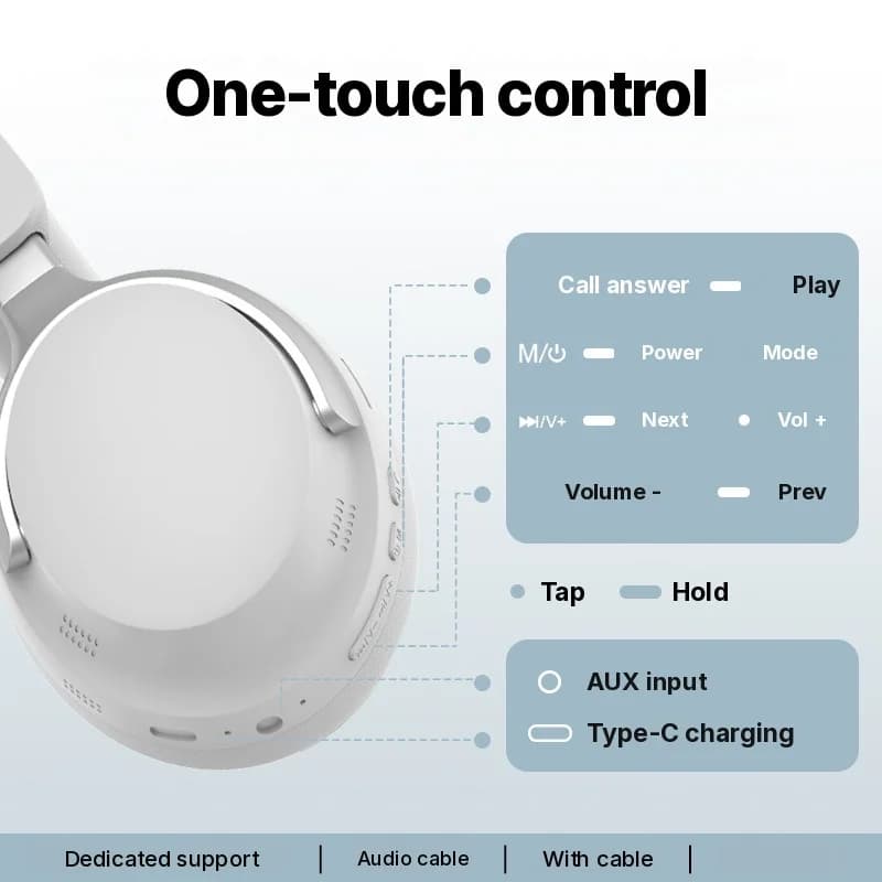 Auriculares inalámbricos supraaurales con radio FM y larga duración de batería