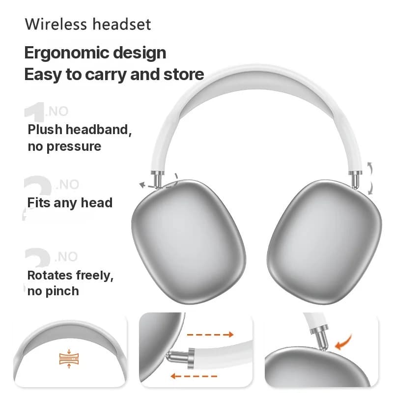 Auriculares inalámbricos Bluetooth circumaurales con graves profundos y carga Type-C