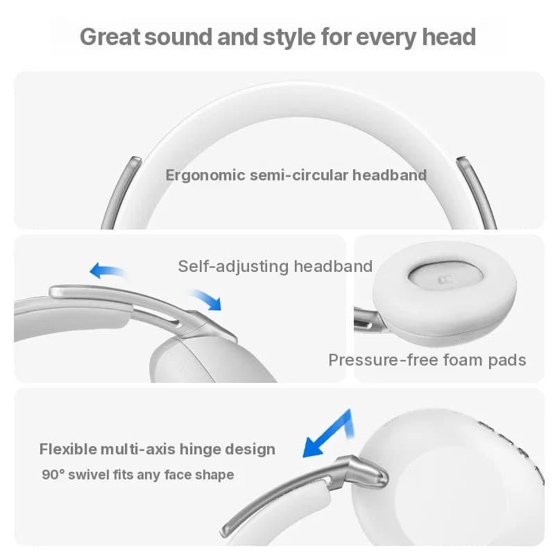 Auriculares Bluetooth Inalámbricos Supraaurales con Cancelación Activa de Ruido