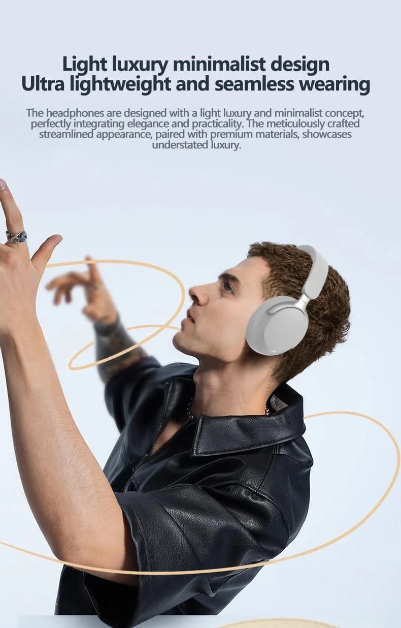 Auriculares Bluetooth inalámbricos supraaurales con sonido estéreo 3D y larga batería
