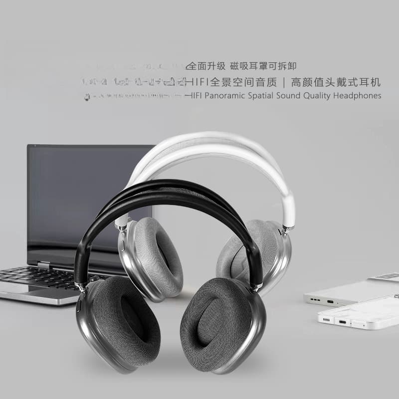 Auriculares inalámbricos circumaurales con copas magnéticas y diadema de malla